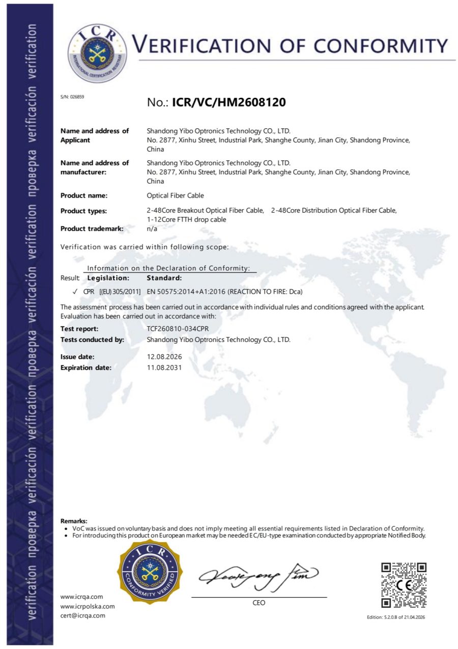 CPR Verification of Conformity — EN 50575:2014+A1:2016 (Dca)