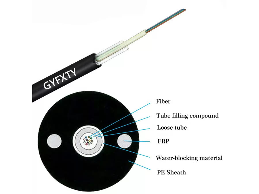 GYFXTY 12Core Outdoor FTTH Ground Drop Cable Central Loose Tube All-Dielectric Fiber Optic Cable