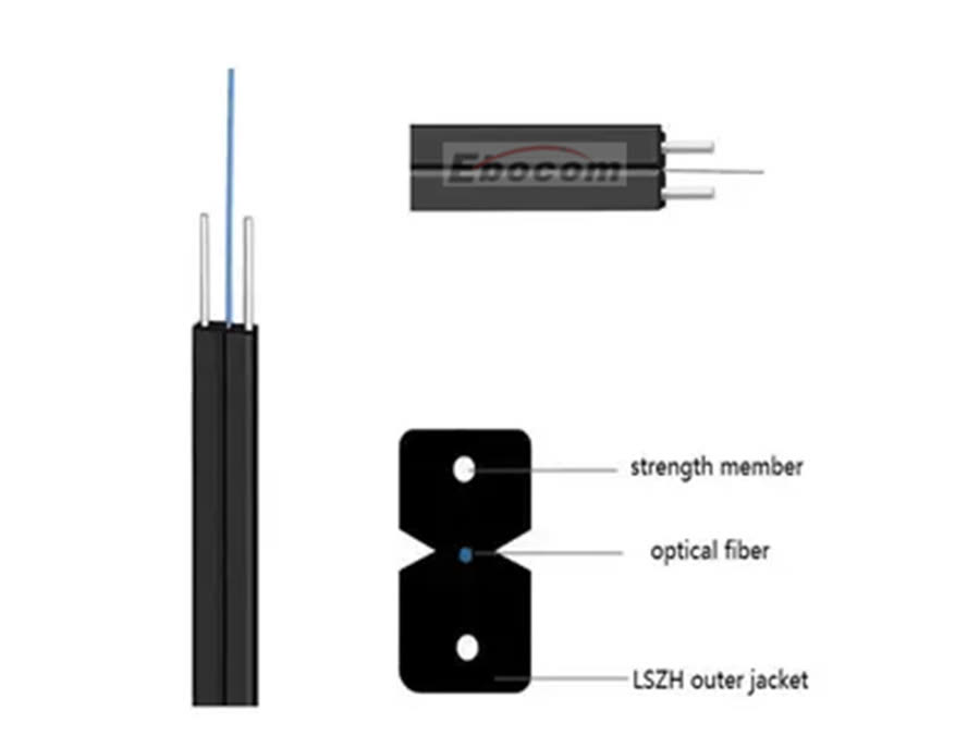Fiber Optic Cable FTTH Drop Cable 1core GJXH For Indoor Networking Internet Communication