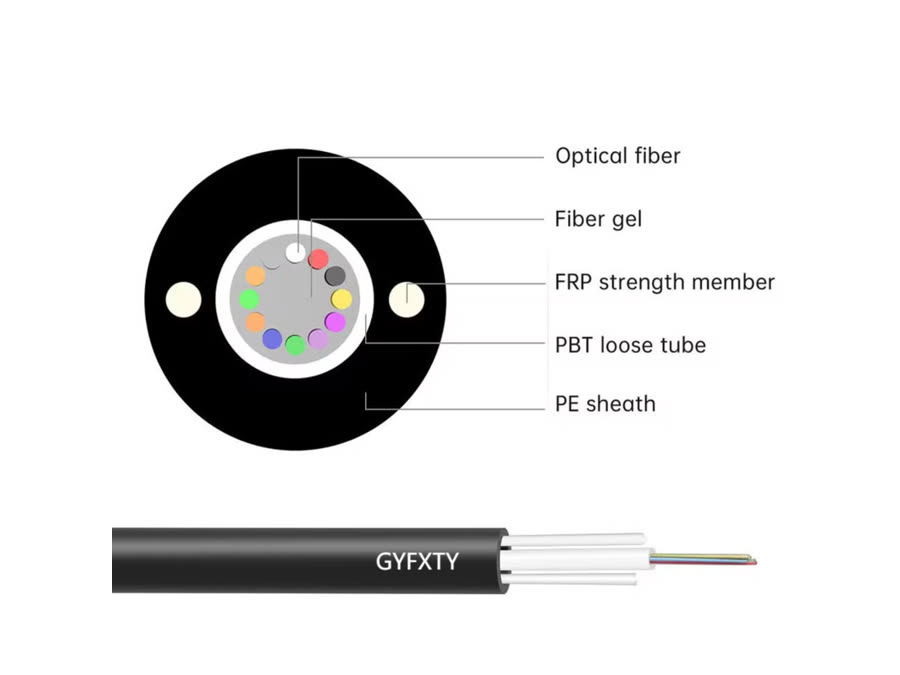 High Quality GYFXTY Central Loose Tube Non-Armored Outdoor Fiber Optic Cable with Parallel FRP Strength Member