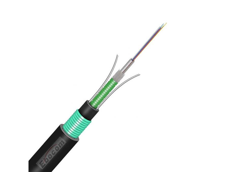 GYXTW Single-mode 2-12 Core Steel Tape Armored Fiber Optic Cable with G652D PE for LAN Communication