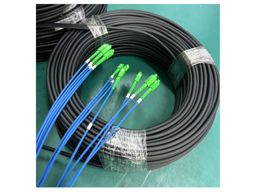 Pre-connected 1 Core G657A1 FTTH Drop Cable Patch Cord with SC UPC APC Connectors 50M 100M
